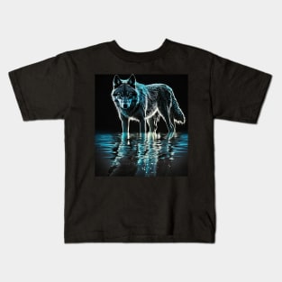 Ice Wolf at Night Kids T-Shirt